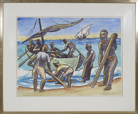 Hermann Max Pechstein - Ausfahrt zum Fischfang - Image du cadre