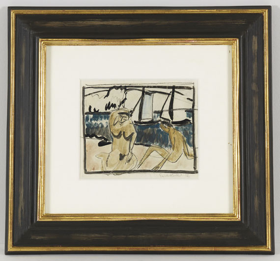 Erich Heckel - Zwei weibliche Akte am Strand - Image du cadre