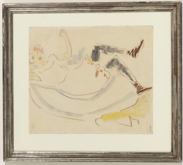 Ernst Ludwig Kirchner - Liegendes Mädchen - Image du cadre