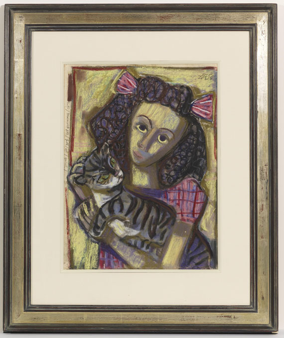 Otto Dix - Mädchen mit Katze - Image du cadre