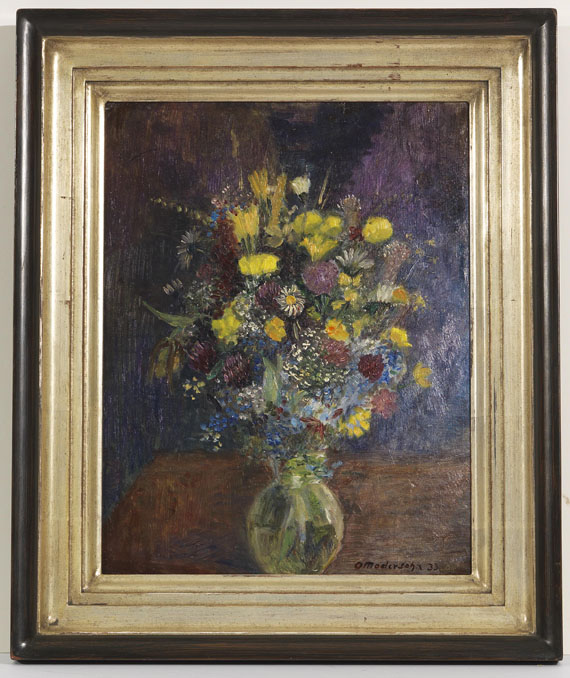Otto Modersohn - Blumen vor blaugetöntem Grund - Image du cadre