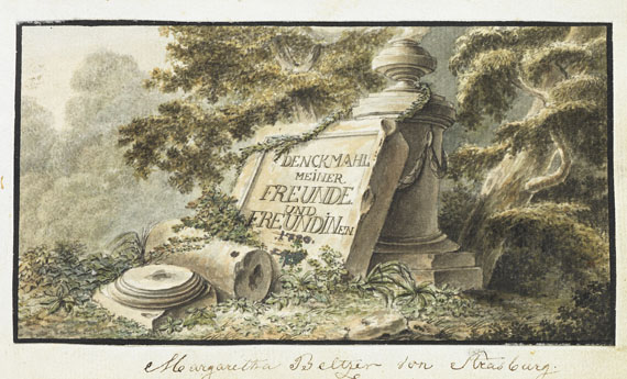 Album amicorum - Straßburger Stammbuch mit Eintrag Friedrike Brion. Anfang 19. Jh.