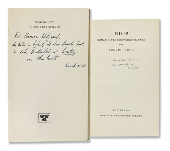   - 2 Widmungsexemplare. Roth und Canetti. 2 Bde. 1930-50.