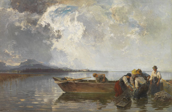 Joseph Wopfner - Fischerzug am Chiemsee