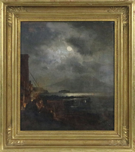Oswald Achenbach - Fischer in der Bucht von Neapel bei Mondschein - Image du cadre