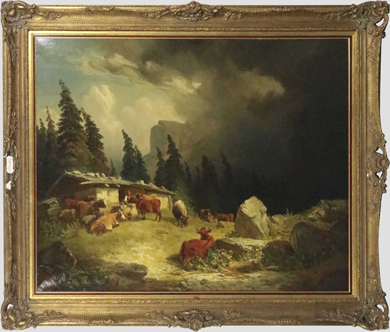 Friedrich Voltz - Gewitter im Gebirge - Image du cadre