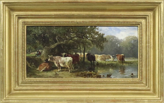 Friedrich Voltz - Kühe an einem See - Image du cadre