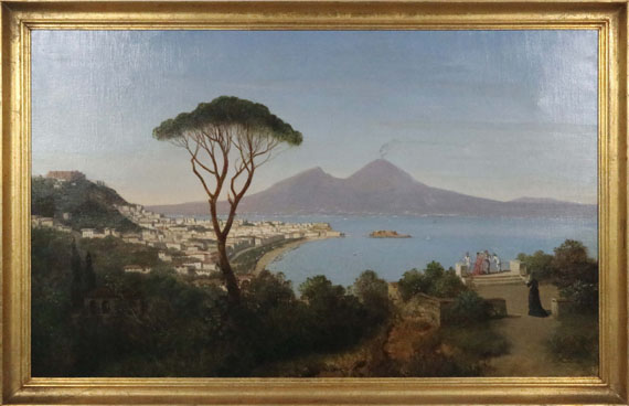 Albert August Zimmermann - Blick vom Posillipo auf die weite Bucht von Neapel mit rauchendem Vesuv - Image du cadre