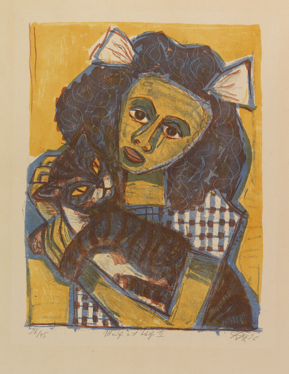 Otto Dix - Mädchen mit Katze II (Kopf Schräg)