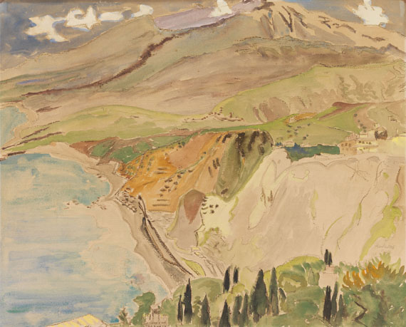 Erich Heckel - Blick auf die Küste und den Strand bei Taormina