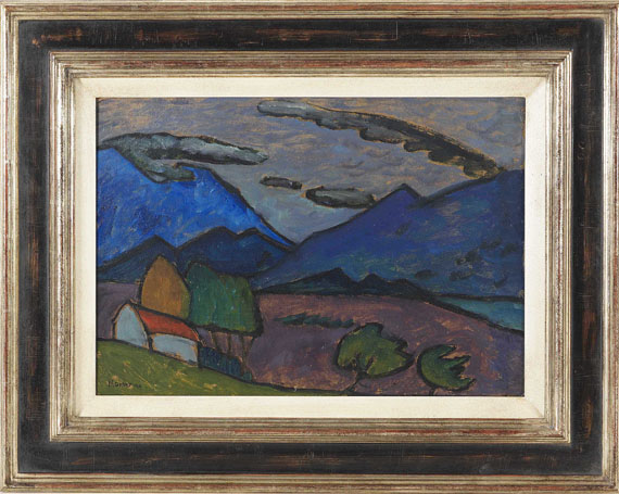 Gabriele Münter - Berglandschaft mit Haus - Image du cadre