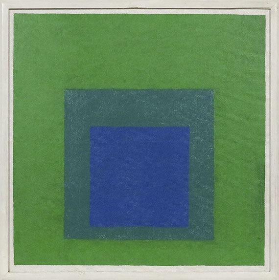 Josef Albers - Squares: Blue and Cobalt Green in Cadmium Green - Image du cadre