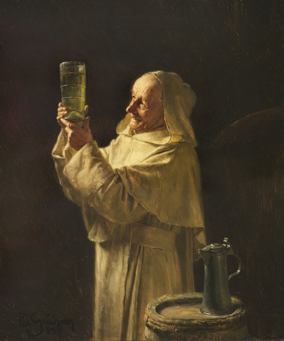 Eduard von Grützner - Kellermeister mit weißer Kutte