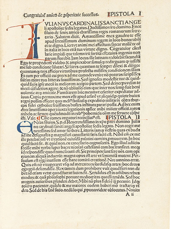  Pius II. (Aeneas Sylvius Picco - Epistolae, 1496. - Angeb.: Franciscus Niger, Grammatica, Basel 1500. - Autre image