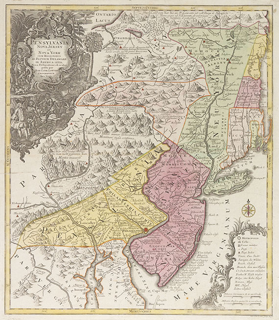  Nordamerika - 2 Bll. Pensylvania (Lotter) und Virginia, Marylandia (Homann).