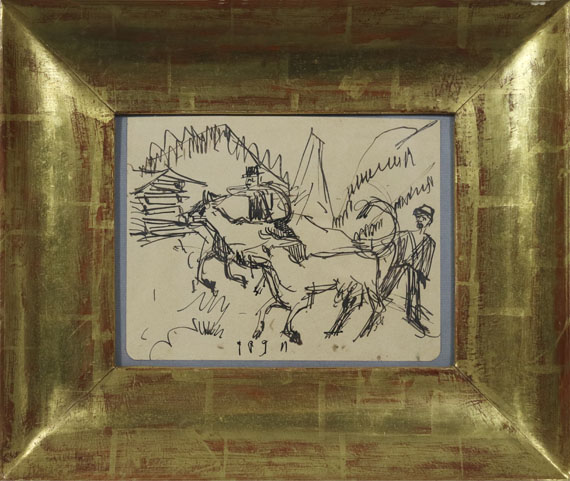 Ernst Ludwig Kirchner - Hirten und Kühe auf der Stafelalp - Image du cadre