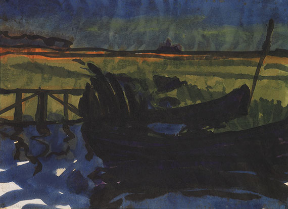 Emil Nolde - Marschlandschaft mit Fischerbooten