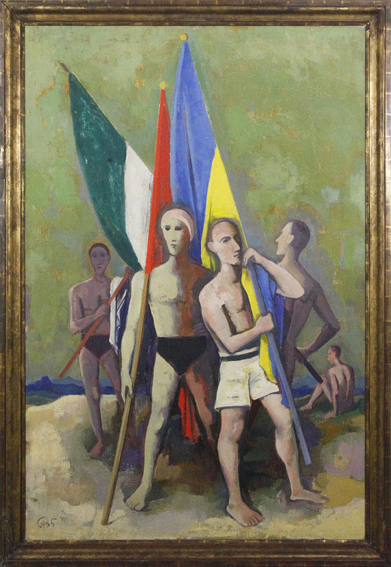 Karl Hofer - Jünglinge mit Fahnen - Image du cadre