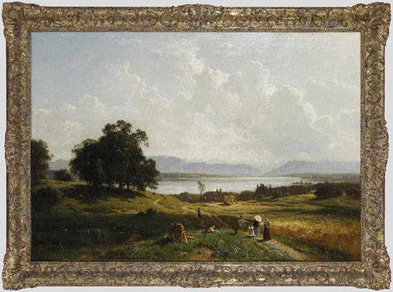 Adolf Heinrich Lier - Der Starnberger See von Pöcking aus gesehen - Image du cadre