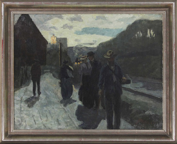 Hermann Pleuer - Stuttgarter Westbahnhof in der Abenddämmerung - Image du cadre