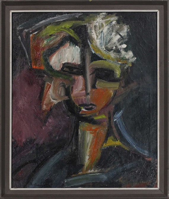 Bruno Krauskopf - Weiblicher Kopf mit einer Blüte im Haar - Image du cadre