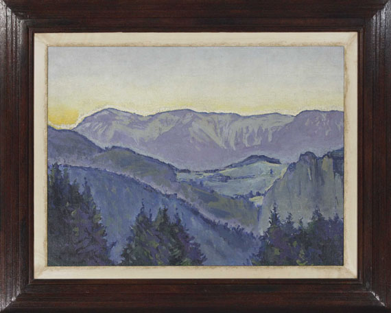 Koloman Moser - Blick auf die Rax von der Villa Mautner v. Markhof im Abendlicht - Image du cadre