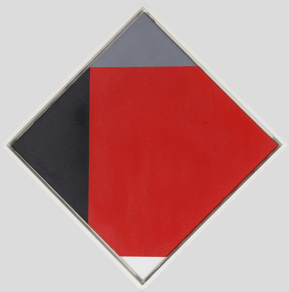 Max Bill - Rotes Quadrat in verwanderten Ecken - Image du cadre