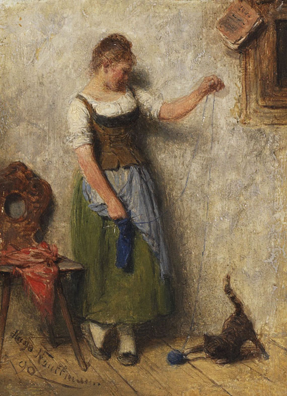 Hugo Kauffmann - Mädchen mit Katze