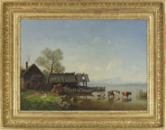 Heinrich Bürkel - Der Starnberger See mit Blick auf das Wettersteingebirge - Image du cadre