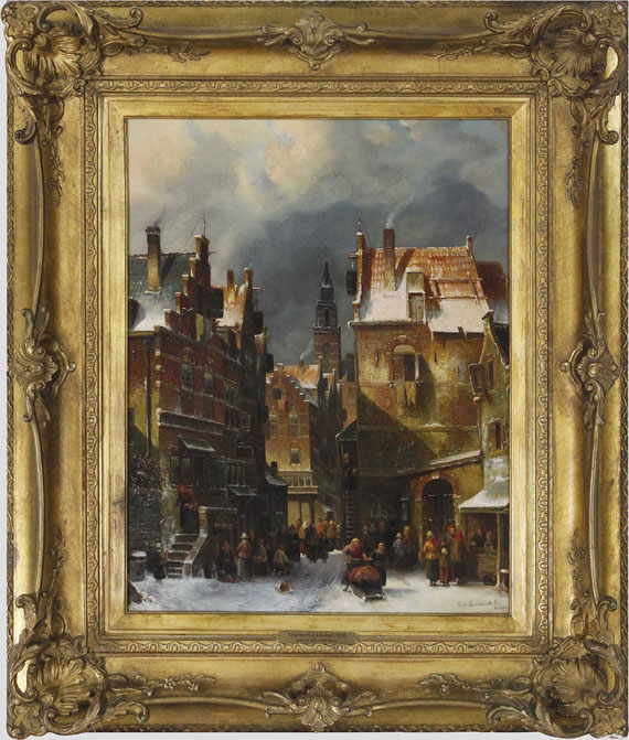 Charles Leickert - Winterliche Stadtansicht - Image du cadre