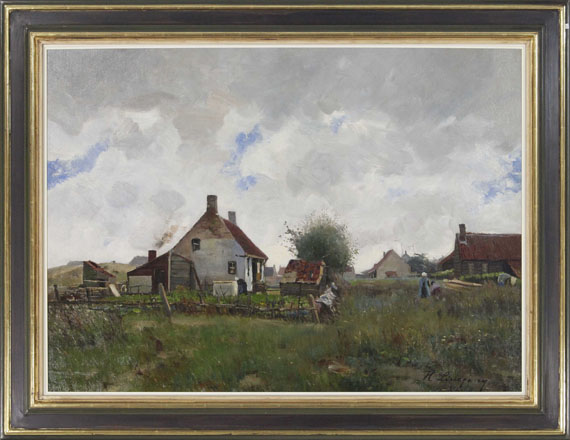 Helmuth Liesegang - Landschaft mit Bauernhäusern - Image du cadre