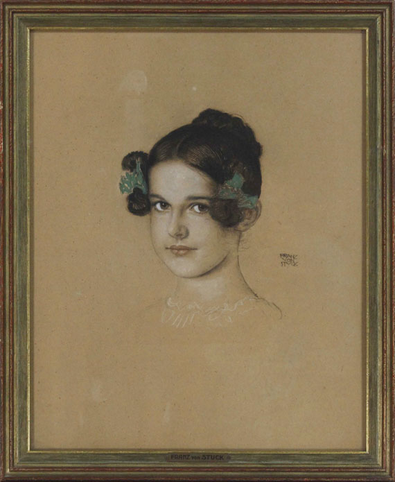 Franz von Stuck - Bildnis der Tochter Mary mit grünen Schleifen - Image du cadre