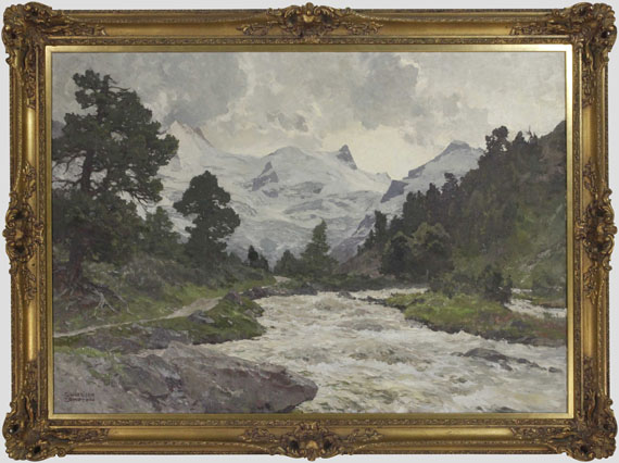 Edward Harrison Compton - Landschaft mit reißendem Bergbach - Image du cadre