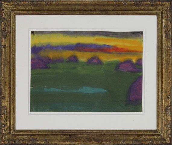 Emil Nolde - Abendliche Marschlandschaft mit Heudiemen - Image du cadre