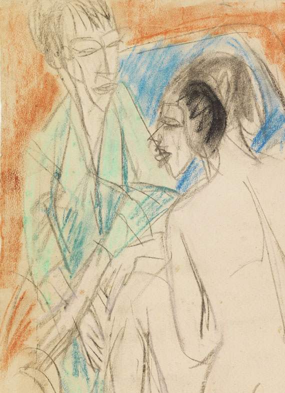 Ernst Ludwig Kirchner - Selbstporträt mit Gerda (Mann und Sitzende im Atelier) - Autre image