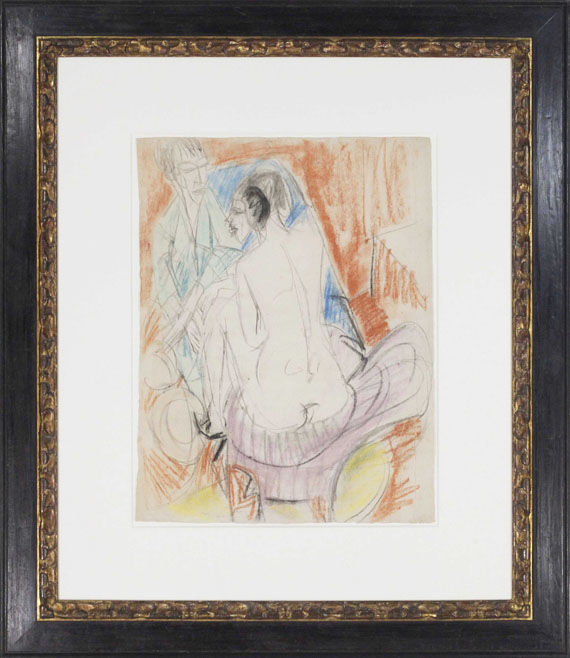 Ernst Ludwig Kirchner - Selbstporträt mit Gerda (Mann und Sitzende im Atelier) - Image du cadre