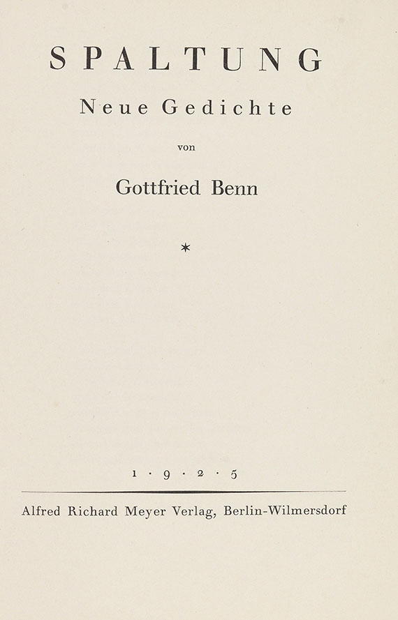 Gottfried Benn - Spaltung