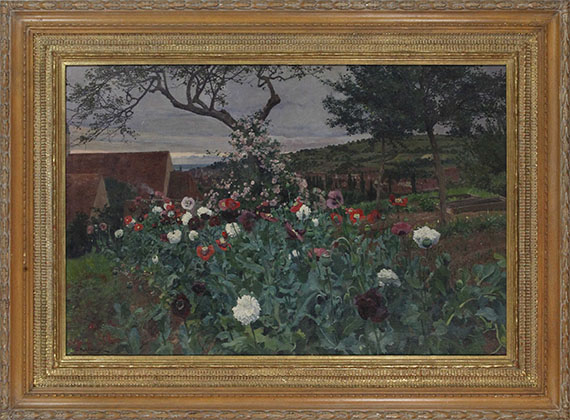 Friedrich Kallmorgen - Sommergarten mit Blick über Grötzingen - Image du cadre