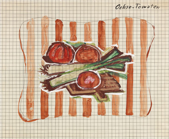 Otto Dix - Lauch und Tomaten / Ochse (Entwurfszeichnungen) - Autre image