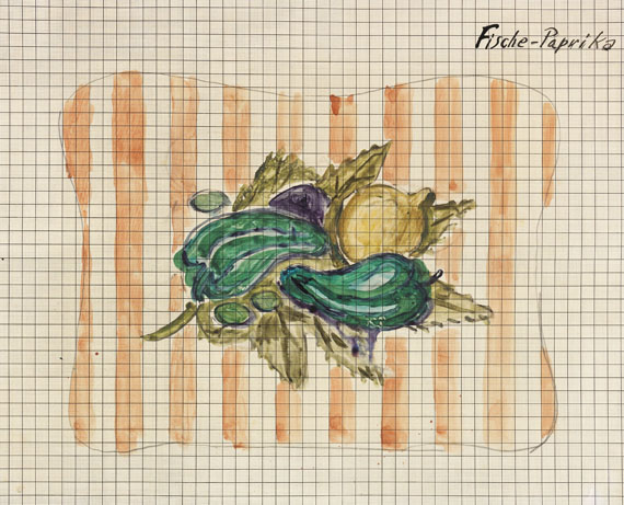 Otto Dix - Fische / Verschiedene Gemüse (Entwurfszeichnungen) - Autre image