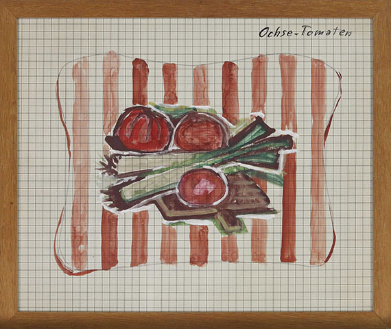 Otto Dix - Lauch und Tomaten / Ochse (Entwurfszeichnungen) - Image du cadre