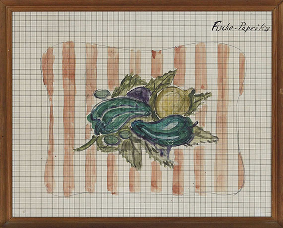 Otto Dix - Fische / Verschiedene Gemüse (Entwurfszeichnungen) - Image du cadre