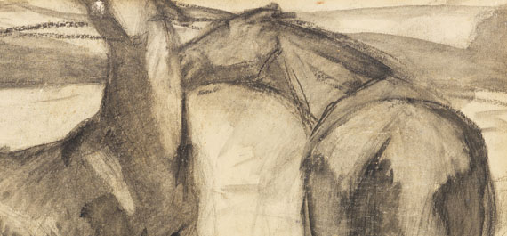 Franz Marc - Zwei Pferde. Verso: Zwei stehende Mädchenakte mit grünem Stein - Autre image