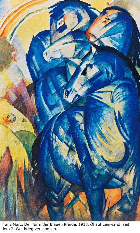 Franz Marc - Zwei Pferde. Verso: Zwei stehende Mädchenakte mit grünem Stein - Autre image