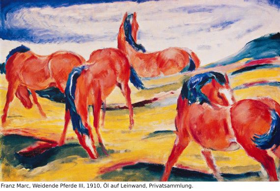 Franz Marc - Zwei Pferde. Verso: Zwei stehende Mädchenakte mit grünem Stein - Autre image