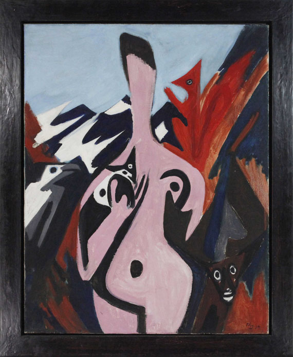 Ernst Wilhelm Nay - Frau mit Tieren - Image du cadre