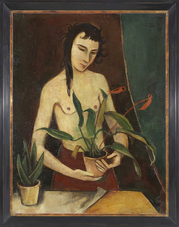 Karl Hofer - Frau mit Pflanzen - Image du cadre