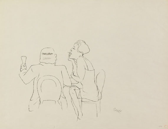 George Grosz - Im Café / Sitzende im Profil