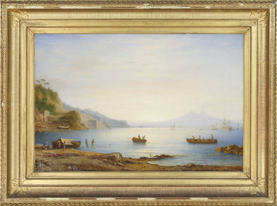 Carl Morgenstern - Bucht vor Neapel mit Blick auf den Vesuv - Image du cadre