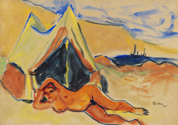 Hermann Max Pechstein - Liegender Akt am Strand